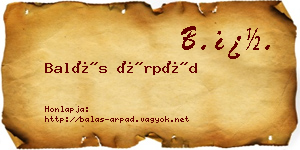 Balás Árpád névjegykártya