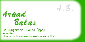 arpad balas business card